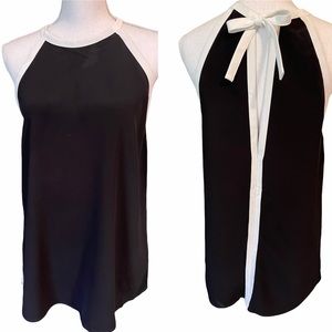 Zara Woman Black Tank with White Piping Detail - M